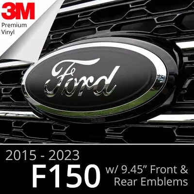 BocaDecals 2015-2023 Ford F150 Emblem Overlay Insert Decals MATTE BLACK Set Of 2 • $22.99