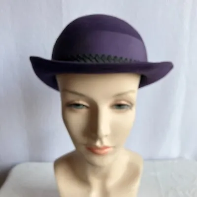 Vintage 1980s 1990s Mr. John Classic Purple Bowler Upturned Brim Hat NOS NWT • $24.99