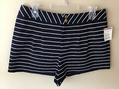 Vince Camuto Navy W/ White Striped Knit Cotton Shorts Size 8 NEW NWT • $6.99