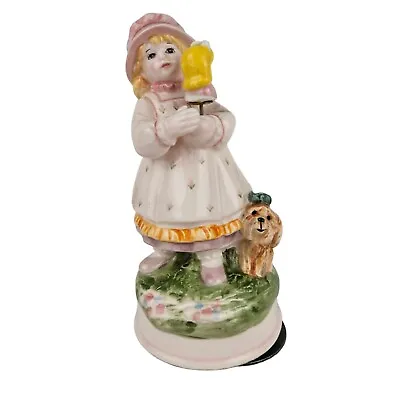 Vintage SCHMID Rotating Music Box Thank Heaven For Little Girls Girl Dog Doll • $17.97