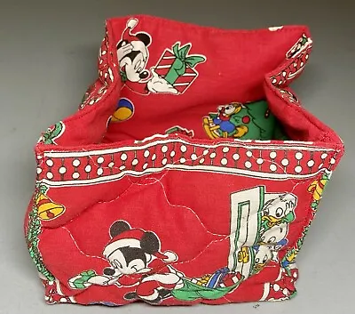Disney Mickey Mouse And Friends Square Padded Felt Square Basket Christmas 6”￼￼ • $8.99