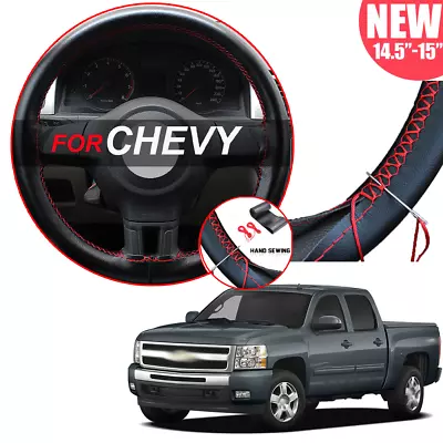 15  Steering Wheel Cover Genuine Leather FOR Chevy Silverado 1500 2500 HD • $29.99