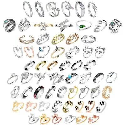 Adjustable Ring - Womens Ladies Girls Resizable Open Band Diamante Toe Finger • £5.75