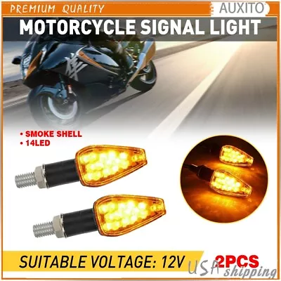 Universal Motorcycle Mini 14 Led Turn Signals Indicators Blinker Light Kit Amber • $8.99