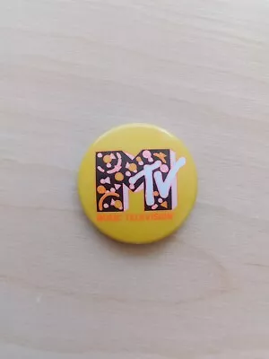 Rare Vintage 1984 MTV (Music Television) Pinback Button (Yellow Background) • $14.95