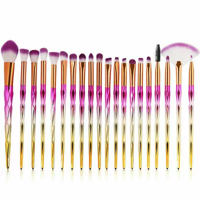 20PCS Eye Make-up Brushes Diamond Unicorn Eyebrow Blending Brush Pink/Gold Set • $17.46