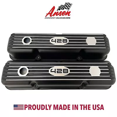 $245 • Buy Ford FE 428 Finned Short Valve Covers - Black - Ansen USA
