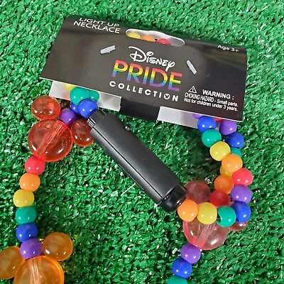 Disney Light Up Necklace Mickey Mouse Shaped Beads Rainbow Pride Collection (B5) • $13.95