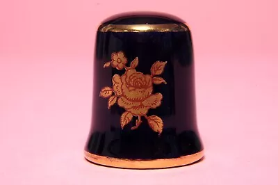 Limoges France Golden Rose On A Navy Blue Background China  Thimble B/118 • £2.99