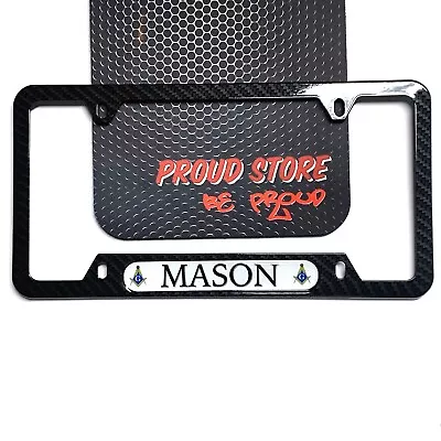 REFLECTIVE MASON Domed CARBON Look License Plate Frame -US Size-USA FREE Mason • $20