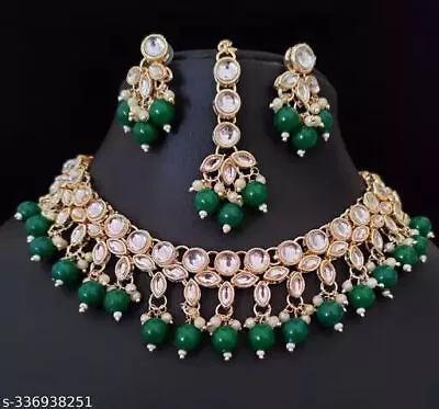 Jewelry Set Kundan Necklace Indian Bollywood Gold Plated Bridal Pearl Choker • $31.44