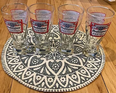 Vintage Set Of 4 Budweiser Swirl Prism Beer Pilsner Glasses • $20