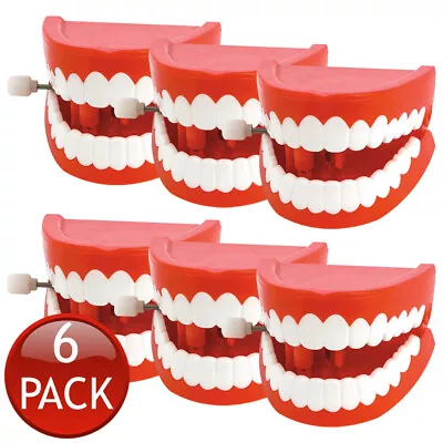 6 X Jumping Wind Up Teeth Chattering Smile Clockwork Beating Denture Mechanical • $34.95