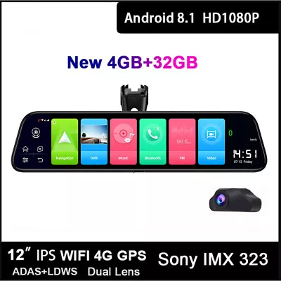 Android 8.1 4GB RAM 32GB ROM DashCam Car DVR Mirror Full HD 1080P Video Recorder • $164.25