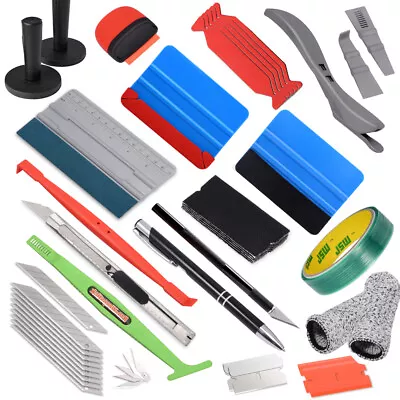 $24.95 • Buy Car Wrap Tool Kit Vinyl Squeegee Bubble Free Window Tint Scraper Knifelesss Tape