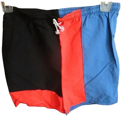 Vintage 1980's Boys Youth LARGE 24  Retro Surf Swim Trunks Shorts COLORBLOCK • $20.70