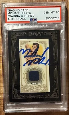 Michael Phelps Signed 2012 Allen & Ginter Jersey Relic Olympian PSA 10 GEM AUTO • $1249.99