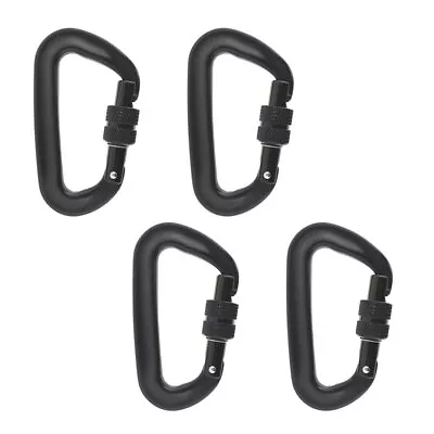 Carabiners Clip Set 4 Pcs Of 3.2 Inch Locking D Ring Shape Clips 12KN Rock Climb • $15.43