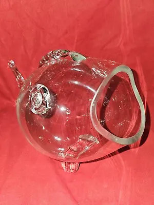 Vintage Clear Glass Fish Shaped Bowl Jar Large Heavy Vase Terrarium EUC! • $59.99