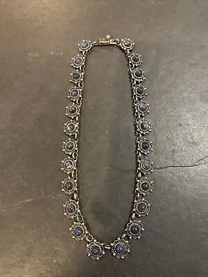 Vintage Sterling Silver And Lapis Statement Necklace - Mexico 925 • $138