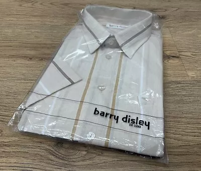 Vintage 70's Barry Disley Deluxe Brown Poly Cotton Shirt - Size Large Mod Casual • £29.99