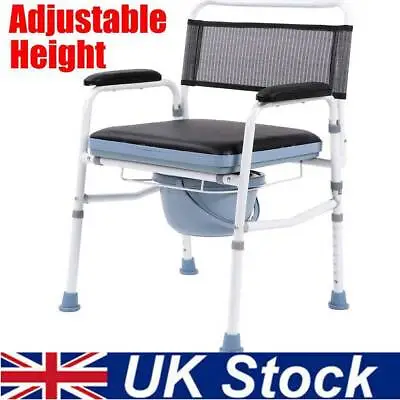Folding Toilet Chair Shower Disability Commode Seat Bathroom Potty Stool Home • £45.89