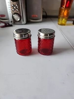 Red Glass Salt And Pepper Shakers • $8.97