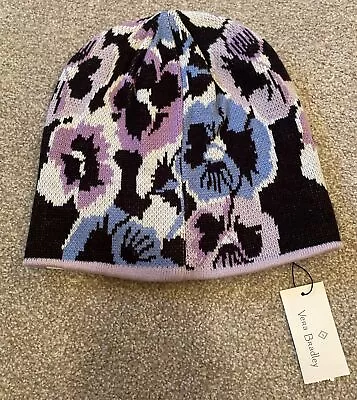 NEW! Vera Bradley Beanie Hat ~Plum Pansies~ Reversible • $13.50