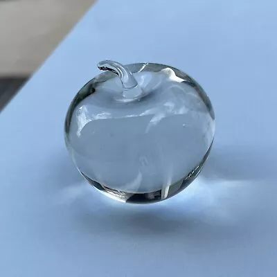 Vintage Clear Art Glass Heavy Apple Fruit Paperweight ~1.75” Teacher Gift • $12