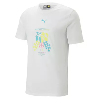 Puma Sf Miami Race Graphic Crew Neck Short Sleeve T-Shirt Mens White Casual Tops • $17.99