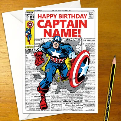 CAPTAIN AMERICA Personalised Birthday Card - Personalized Marvel Avenger Rogers • £3.79