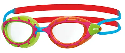 ZOGGS PREDATOR JUNIOR GOGGLES - 6-14 YRS - Red/Orange - Clear Lens • £20