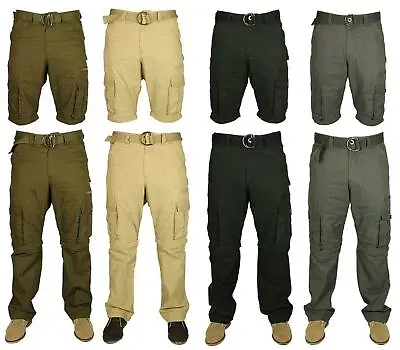 Kam Men's 2 In 1 Shorts Zip Off Cargo Trousers 100% Cotton Work Pants 28-38 • £14.99