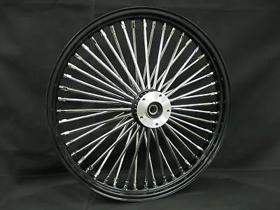 Black/Chrome Ultima 48 King Spoke 21  X 2.15  Front Dual Disc Wheel For Harley • $285.94