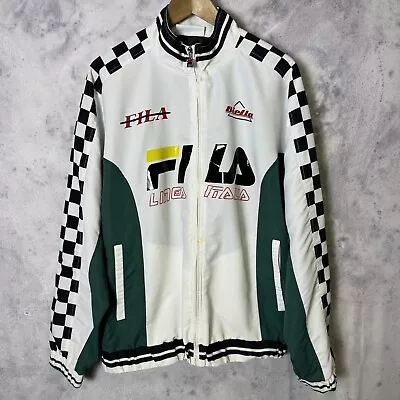 Fila Racing Jacket Mens Medium White Full Zip Italia Logo N5 • $24.99