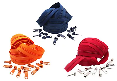 $10.99 • Buy Continuous Chain Zipper By The Yard YKK #5 Nylon Coil Colorful With Long Pull 