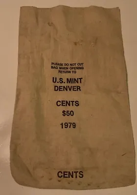 Vintage 1979 U. S. Mint Denver Cloth Money Bag Cents $50 • $10