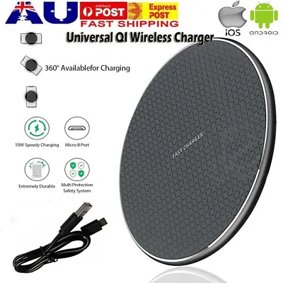Wireless Charger Pad Fast Charging For IPhone 15 14 13 Pro XR Max Samsung 23 S20 • $8.58