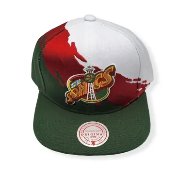 Mitchell & Ness Seattle Supersonics Paintbrush Adjustable Snapback Hat Cap • $38.99