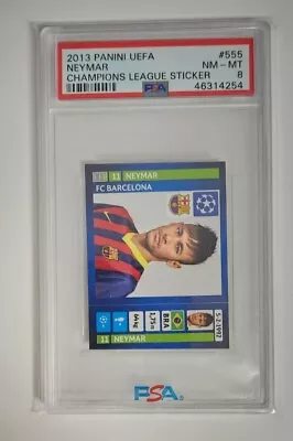 Neymar 2013 Panini Uefa Champions League Sticker #555 - Psa 8 Nm-mt • $49.99