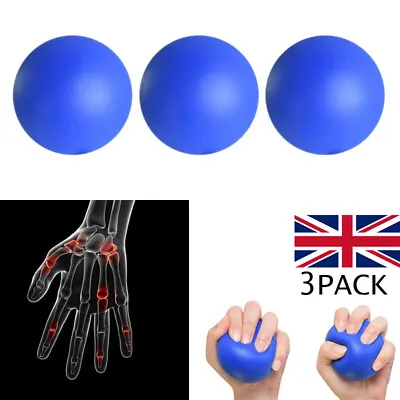 3Pack Massage Therapy Grip Ball For Hand Finger Strength Exercise Stress Relief • £5.21