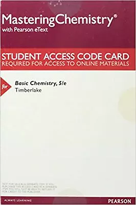MasteringChemistry With Pearson EText - Valuepack Access Card - For Basic Che... • $75.49