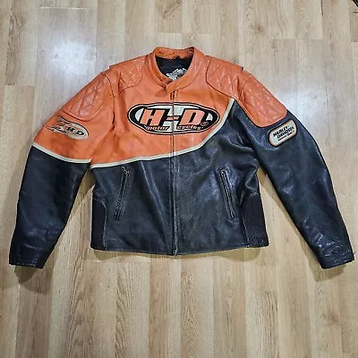 Harley-Davidson Jacket Mens Xl SPEED Racing Leather 98144-03VM Orange Motorcycle • $184.99