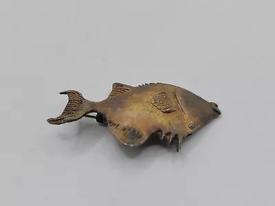 Vintage Artisan Crafted Brutalist Sterling Fish Pin Brooch 1.75  • $60