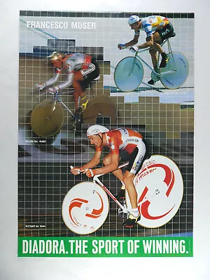 Francesco Moser Poster 19 X27  Vintage Hour Record Bike 51.151 From 1988 NOS  • $134.55