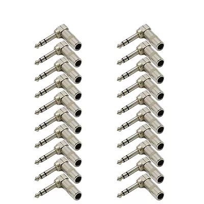 £44.39 • Buy 1/4 Plug Degree 90 TRS STEREO Phone Audio Jack Plug Connector Angle Right 20pack