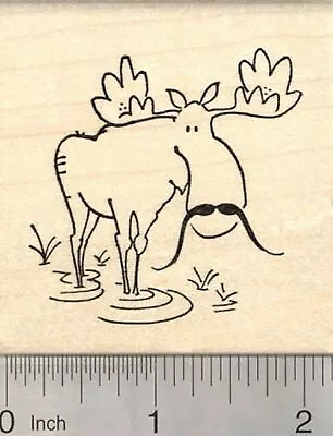 Moose Rubber Stamp With Mustache J23904 WM • $19