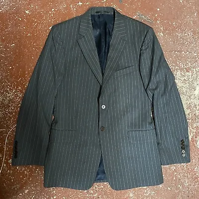 Paul Smith The Willoughby Striped Blazer Jacket Size 38 In Grey Wool & Cashmere • £50.99