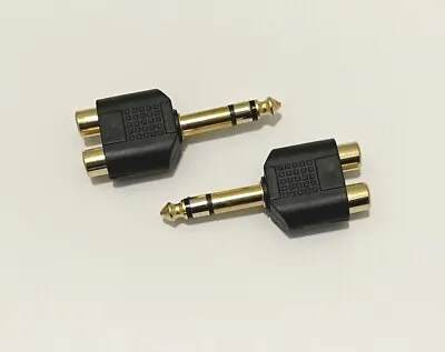 Lindy 6.3mm Stereo Jack X 2 Male To 2 X RCA/Phono Female Audio Adapter 35512 Lot • £5.99