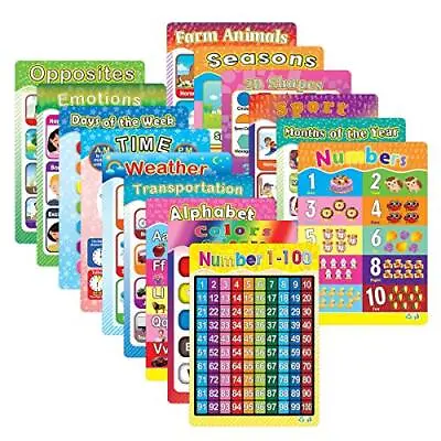 15 Pack Educational Poster Laminated Wall Chart For Children Kids Learning Art • £15.91